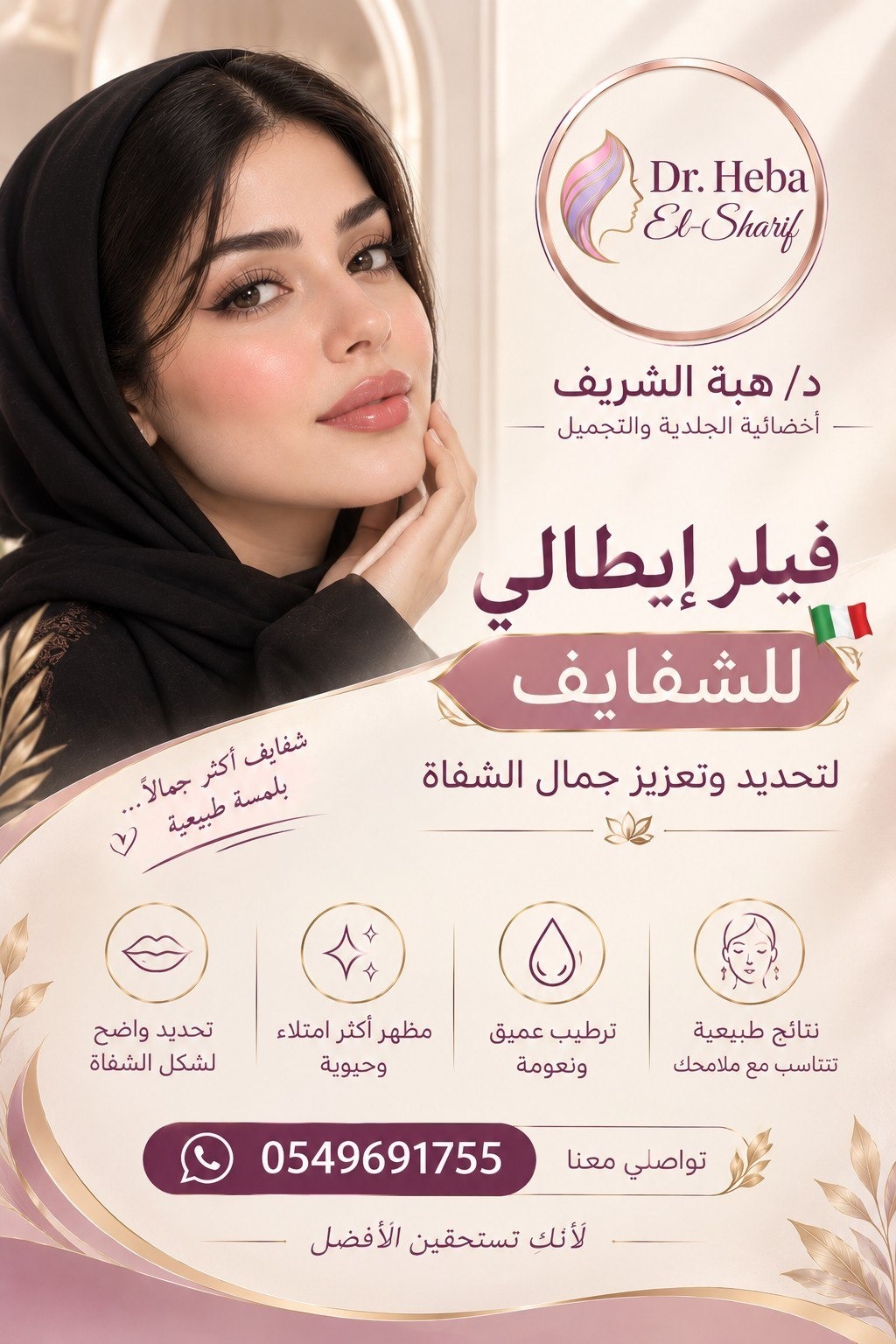 فيلر إيطالي للشفايف (لتحديد وتعزيز جمال الشفاة - شفايف أكثر جمالاً بلمسة طبيعية)